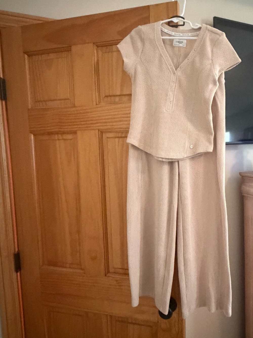 Limited Too Beige Knit Wide-Leg Matching Set